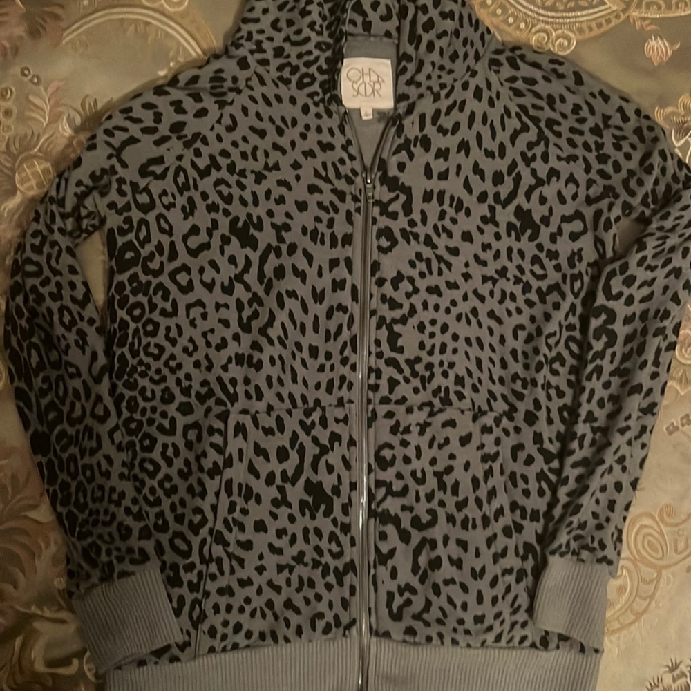 Chaser animal print hoodie zip sweatshirt jacket zip S